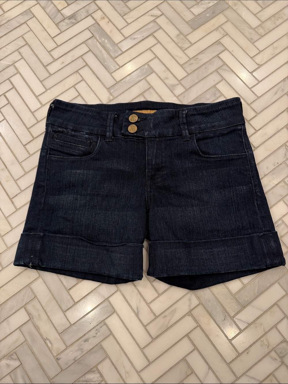 See Thru Soul Dark Indigo Cuffed Jean Shorts